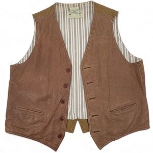 VTG Brown Leather Men's Western Vest Lg